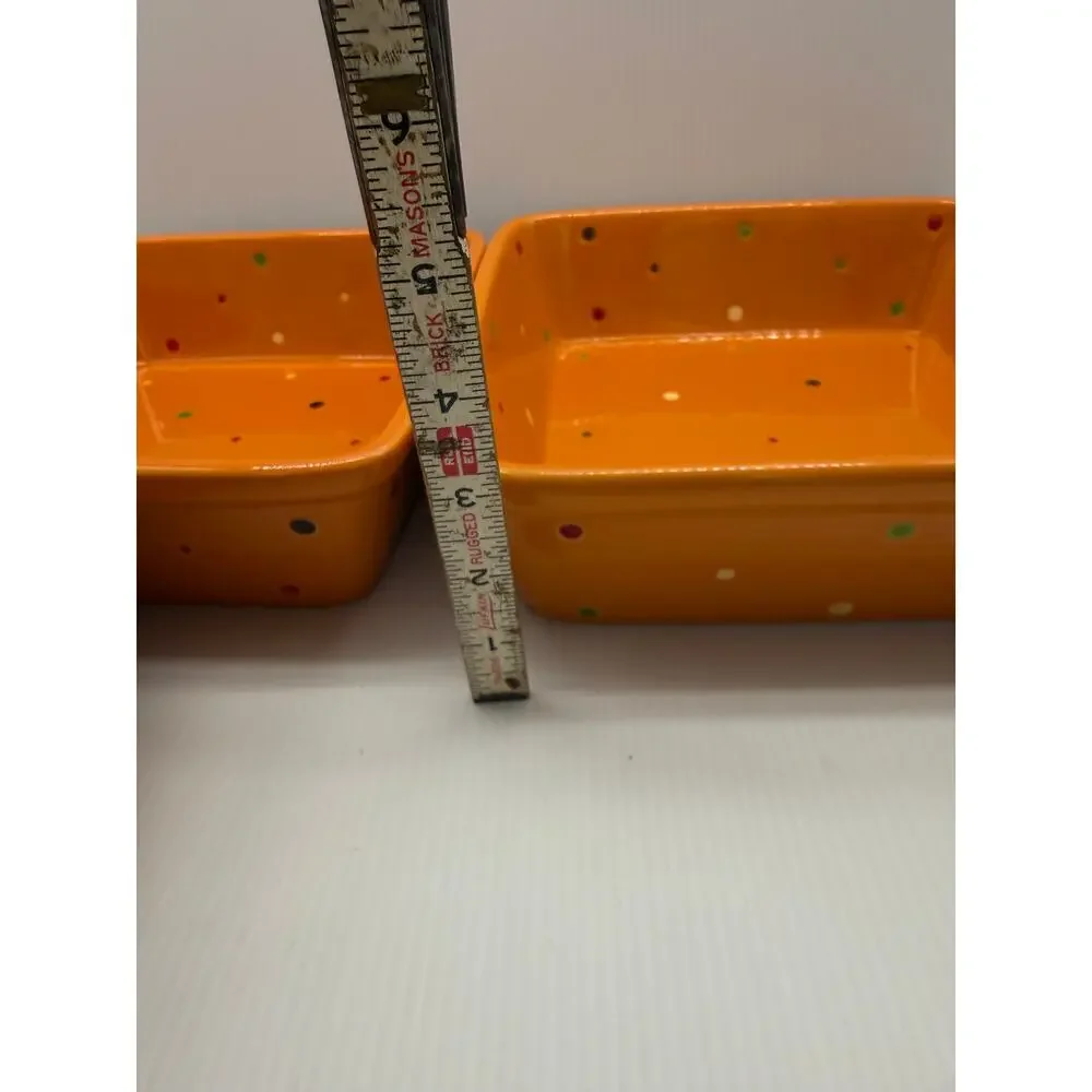Set of 5 Temp-Tations Orange Polka Dot Casserole Baking Dishes w/ Lids